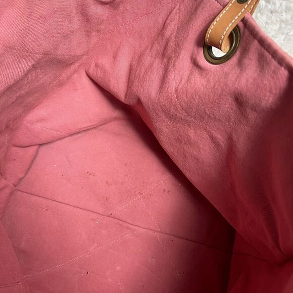 Dusty Pink Vegan Leather Tote Bag | Waterproof Summer Bag  Ivahona Handmade Rustic Pink Canvas Tote Leather tan straps antique studs accent